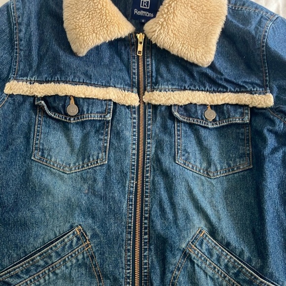 Reitmans sherling (faux) Denim Jacket with Cream Lining size large women’s - Picture 3 of 16